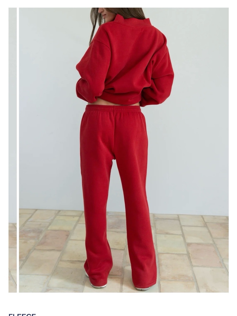 PARKE Women’s Fleece Boxer Sweatpants- Crimson - Picture 3 of 4